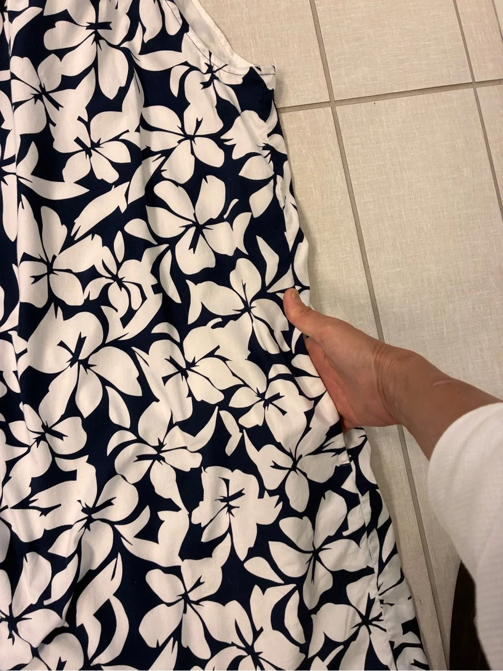 J. Crew Navy & White Floral Halter Tie Neck Shift Dress 0
